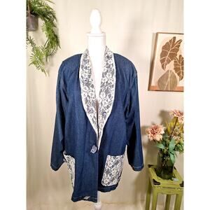 Vintage Lacy After Noon by Shell Kepler Women's Blue-Jean Shirt Size 14
